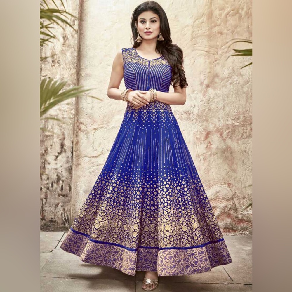 Blue Embroidered Anarkali
